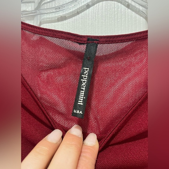 Elegant PEPPERMINT Red Sleeveless Dress Mesh Design Cocktail Dress Size medium - Picture 5 of 5